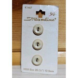 Streamline Cream 2-Hole Round Button Made Italy 3535 Size 22 1/2 inch 12.5mm